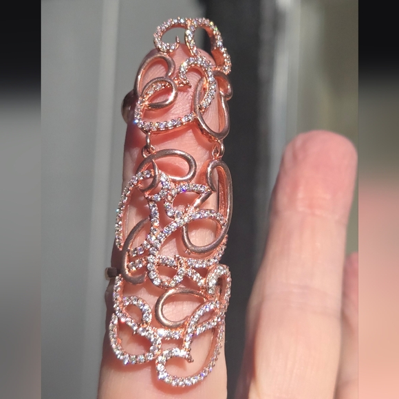 HOST PICK! 🎉🎊Topaz Sterling & Rosegold Heart knuckle cuff Sz7 - Picture 4 of 8